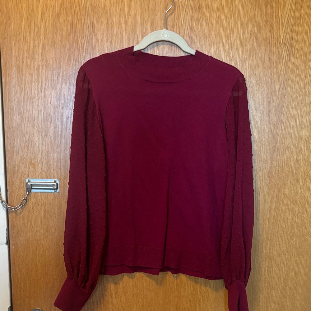 Cece clip dot sleeve Burgundy Women's Top